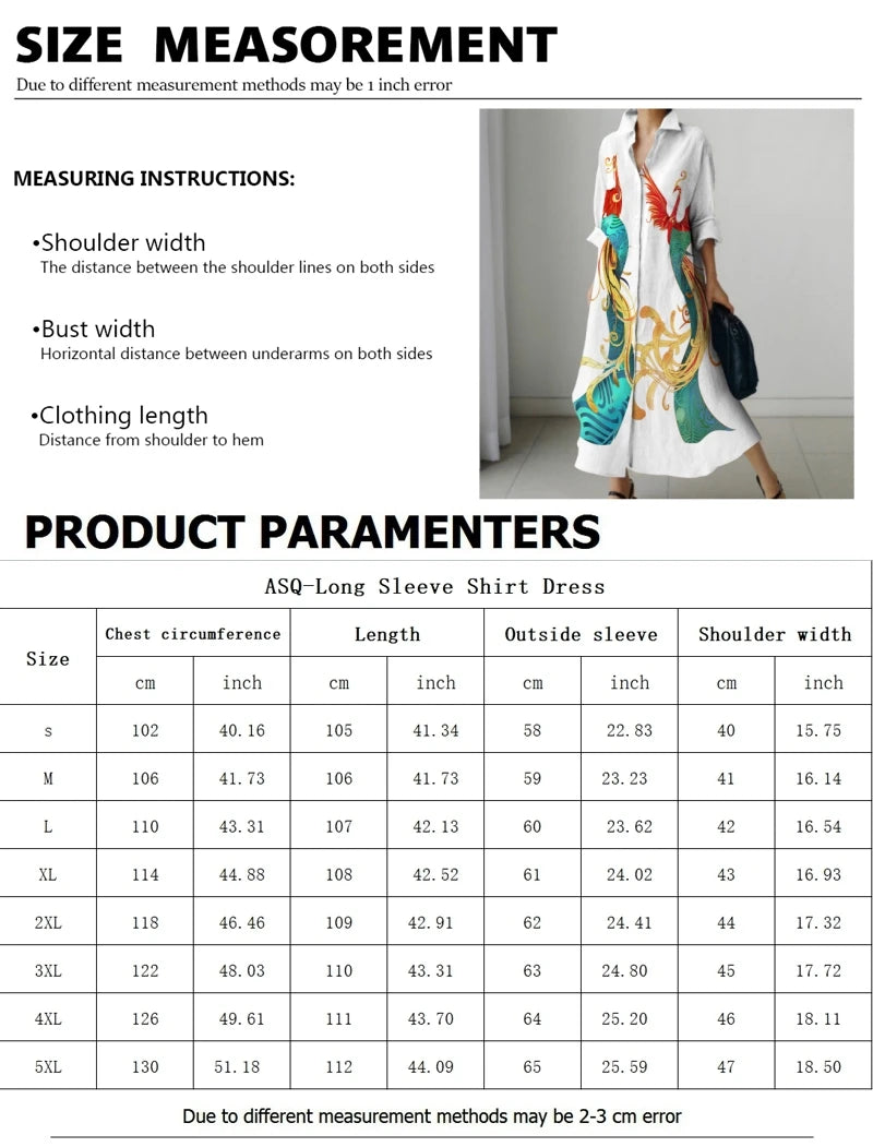 2025 New Women's Shirt Dress Fashion Floral Printing Long Sleeve Lapel Button Dress Casual Loose Streetwear Cardigan Dresses