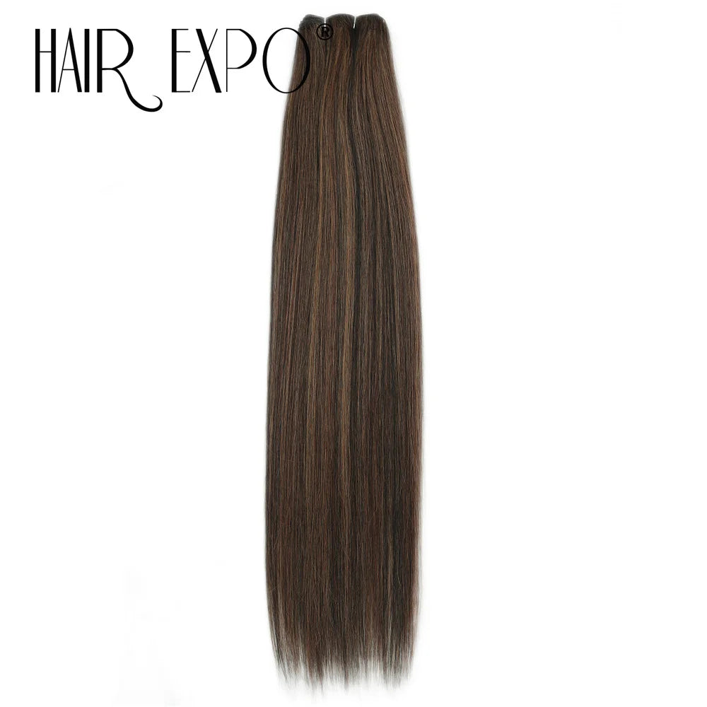 26" Bio Straight Hair Bundles Natural Soft Heat Resistant Fiber Synthetic Fiber Hair Extensions Protein Straight Hair Weave