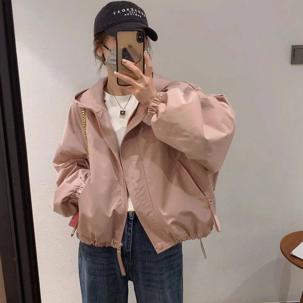Hooded Jacket for Women in Spring and Autumn New Short Jacket Fashionable Versatile Casual Loose Jacket Trendy