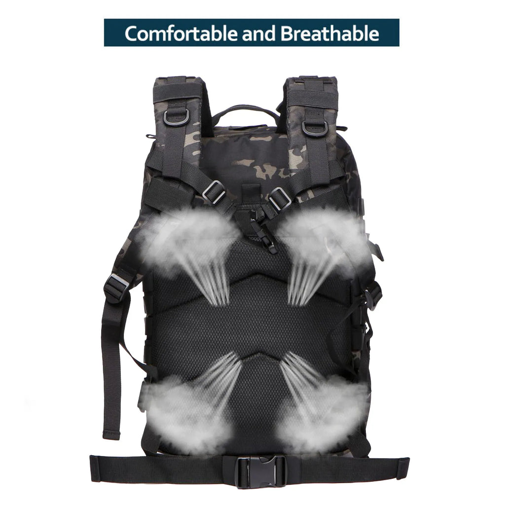 Durable Nylon 50L Waterproof Tactical Outdoor Backpack for Hiking Trekking Fishing Hunting Camping Travel