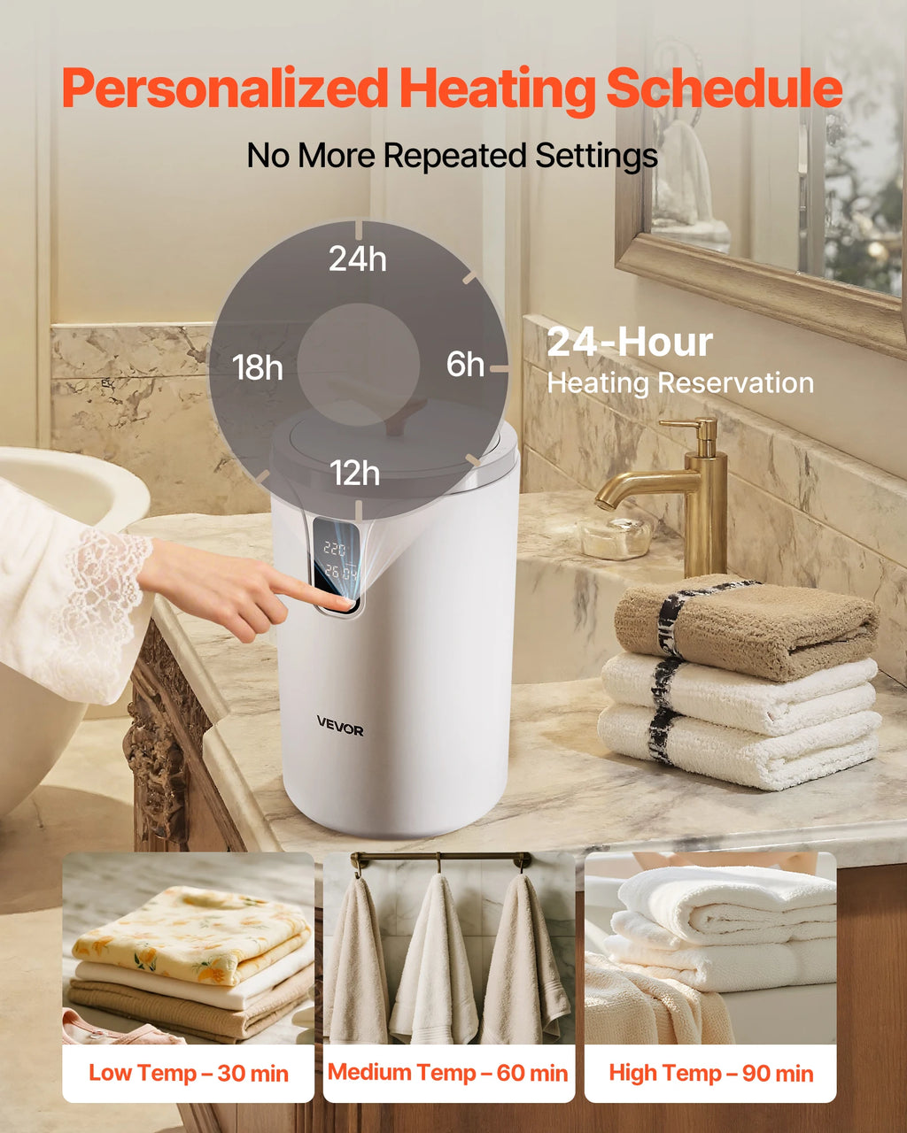 SucceBuy 20L Towel Warmer Bucket w/ LED Light Timer Temperature Setting Security Lock Large Blanket Warmers for SPA Countertop