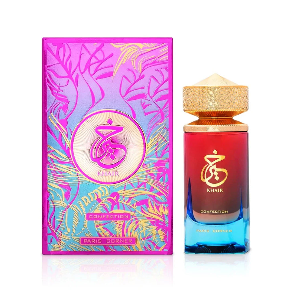 Paris Corner Khair Confection Unisex Deodorant Long Lasting Sweet Fruity Gourmand Anti-Odor Body Spray Gradient Red Blue Square Bottle Luxury Arabian Fragrance Deodorant Gift for Men Women