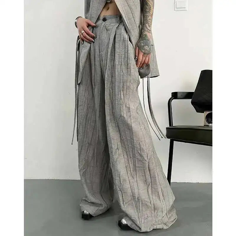 BJTZ Loose Tie-dye Designer Women's Set 2025 Spring Summer New Two Piece Sleeveless Versatile Top Vest Loose Wide Pants Female
