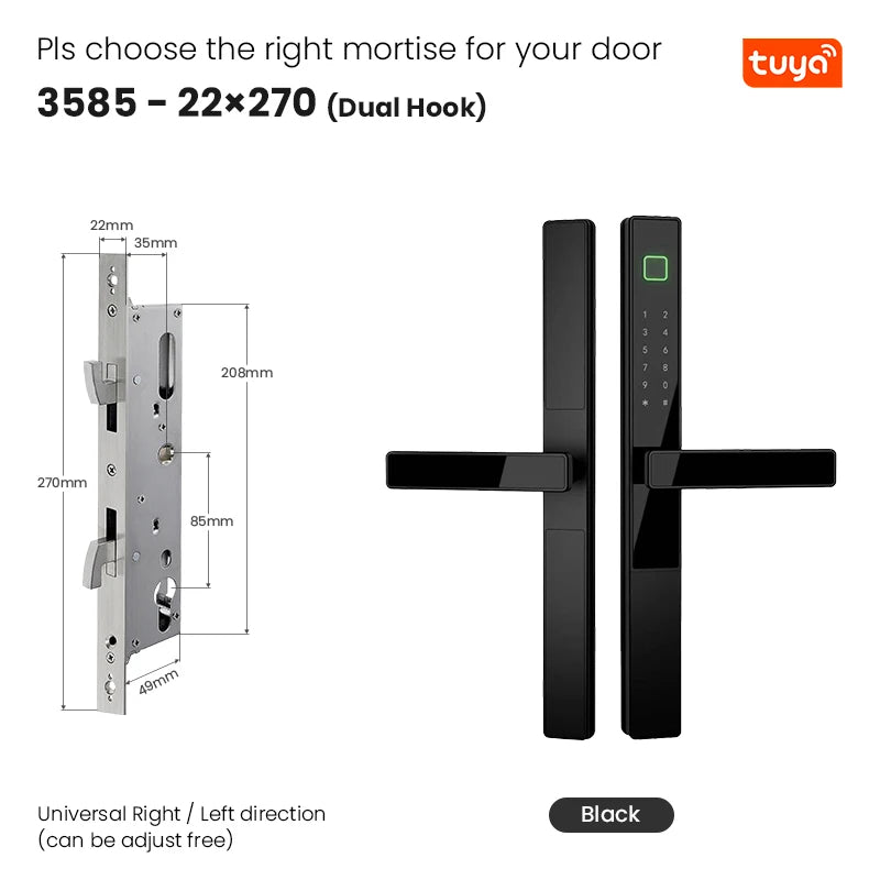 Smart Fingerprint Door Lock 34mm Ultra Narrow No Drilling Replacement TTLock App Anti Peep Password IC Key For Sliding Doors