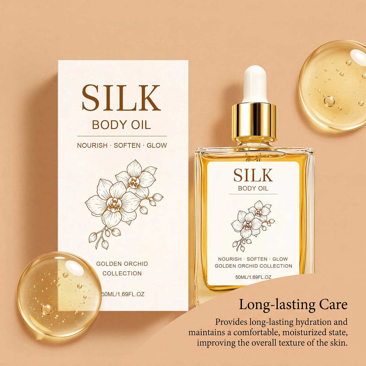 Silk Body Oil Perfume Oil Visibly Firming Anti Aging Moisturizing Instantly Improve Elasticity Non-Greasy Face Body Essence Oil