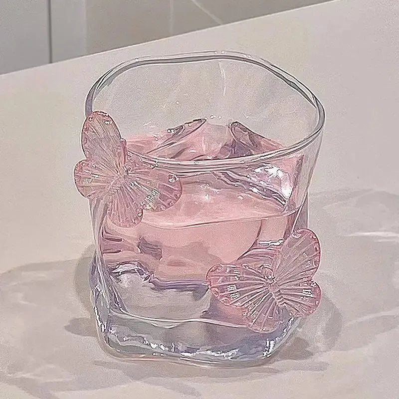 Butterfly Transparent Twisted Glass High Beauty Water Cup Beer Glass Household Juice Whiskey Glasses Cold Drink Glassware