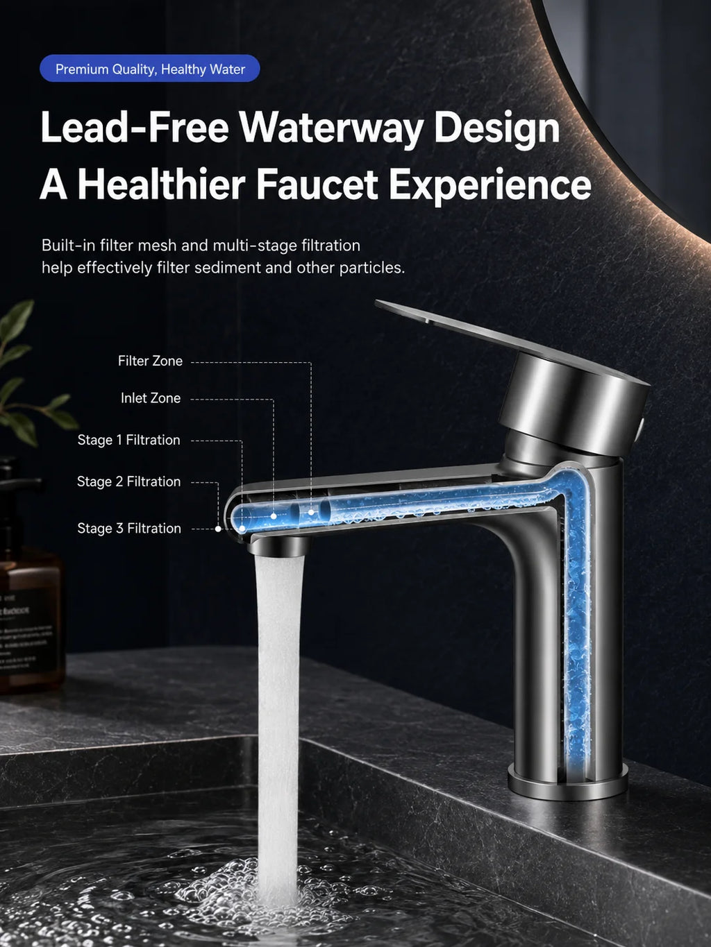 304 Stainless Steel Bathroom Sink Faucet Hot Cold Mixer Tap Single Handle Washbasin Water Faucet for Bathroom Vanity