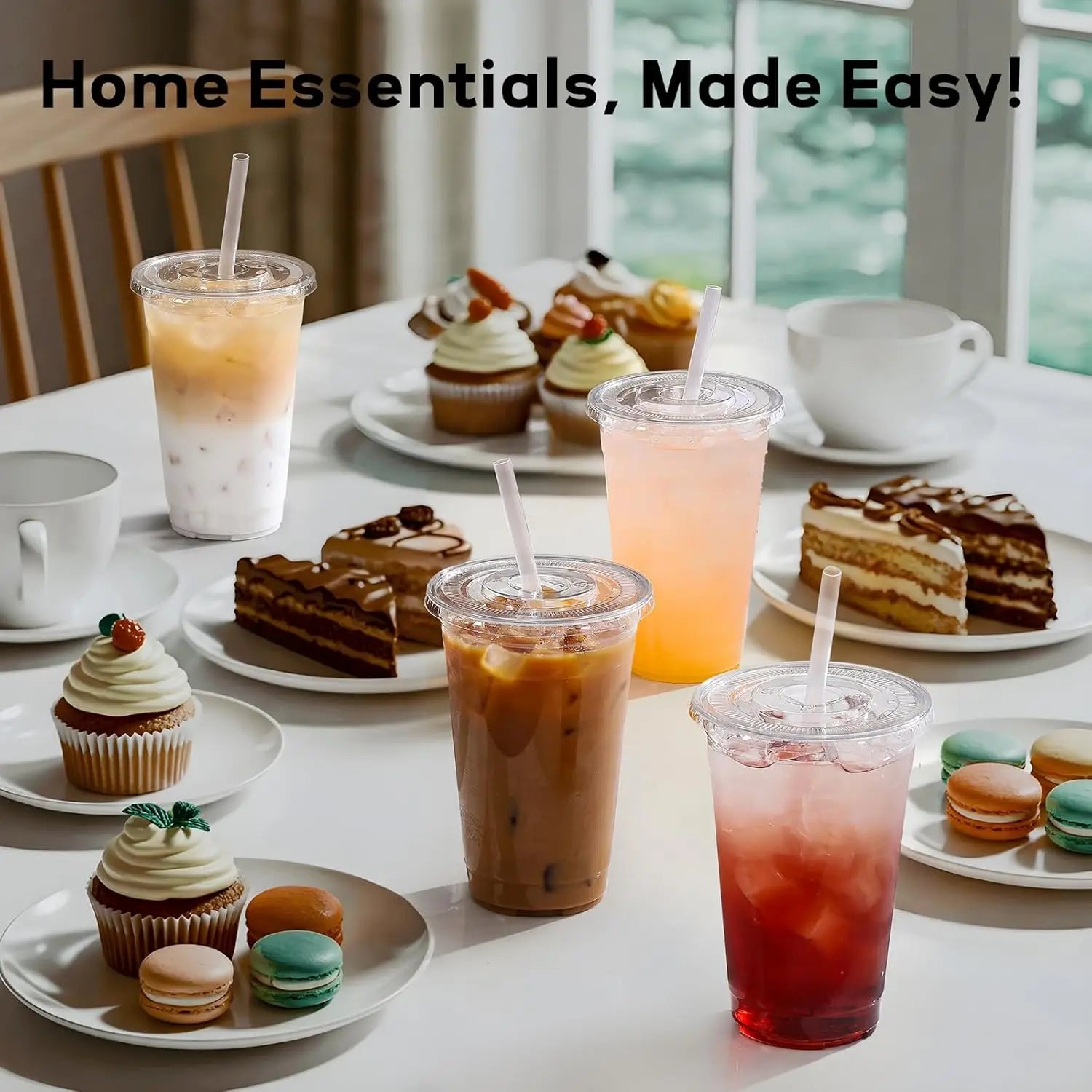 15/30 Pack 16oz/500ml Clear Plastic Cups with Lids and Straws, Disposable Iced Coffee Cups with Lids for To-Go Cold Drinks
