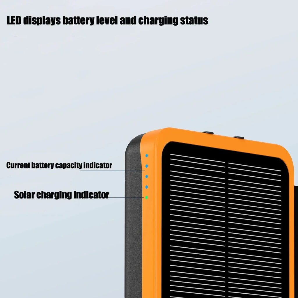 50000mAh Portable Solar Power Bank Fast Charging USB-C/USB-A for IOS Android Outdoor Large Capacity Backup Charger for Camping