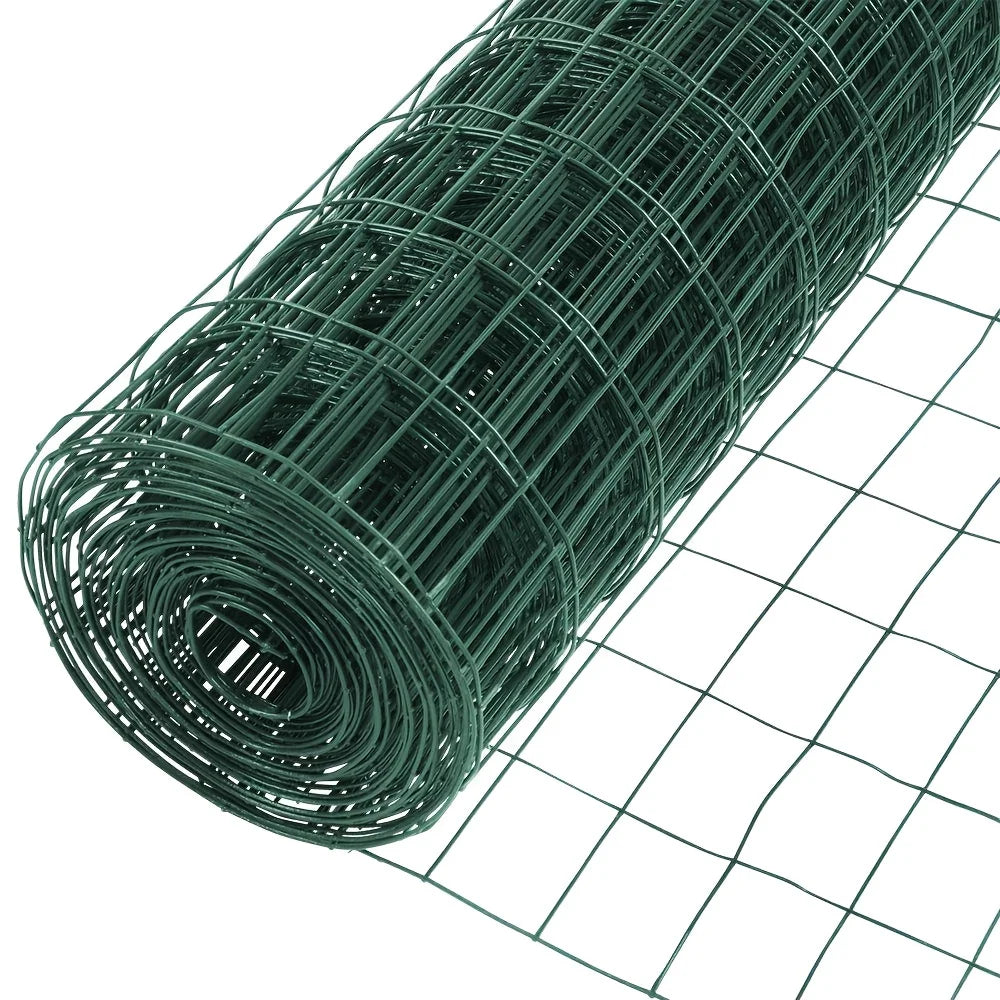 Black PVC Coated Welded Wire Fence 36 Inch X 50 Foot, 2 Inch X 4 Inch 14GA, Garden Border Fencing Roll Vinyl Coating Metal