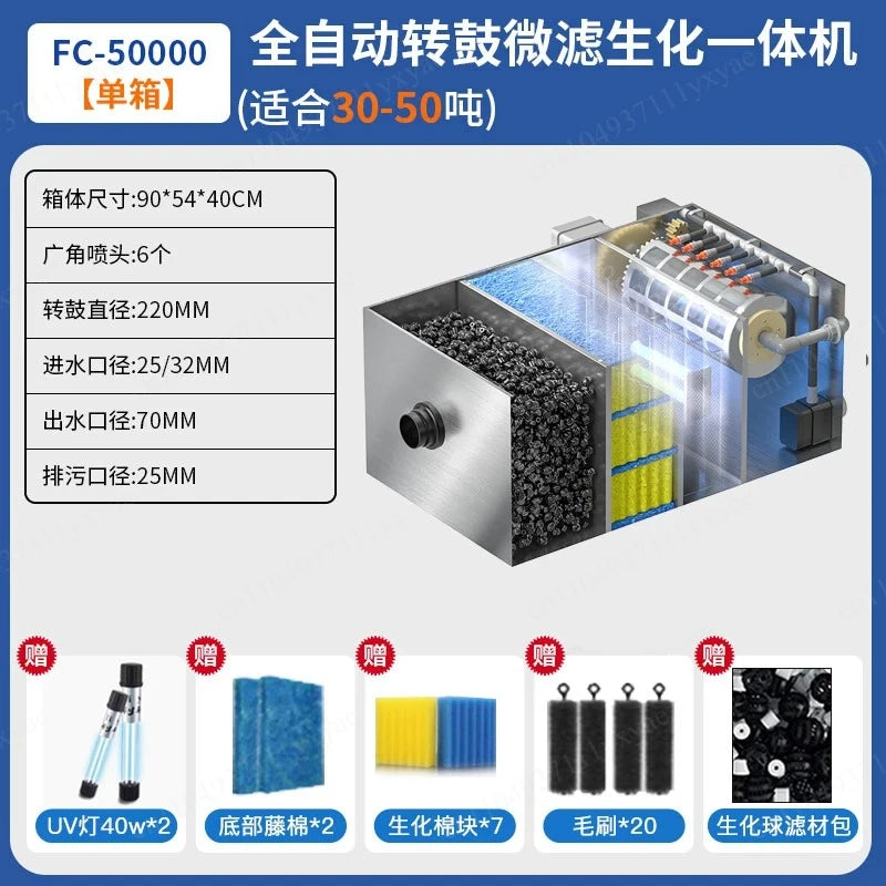 Stainless Steel Drum Filter Micro Screen for Aquaculture Fish Pond Water Recirculation System Waste Removal