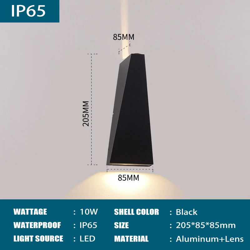 Outdoor LED Wall Lamp 6W 10W IP65 Waterproof Aluminum Wall Lights Porch Garden Fence Indoor Modern Nordic Sconce Lamps AC85-265V