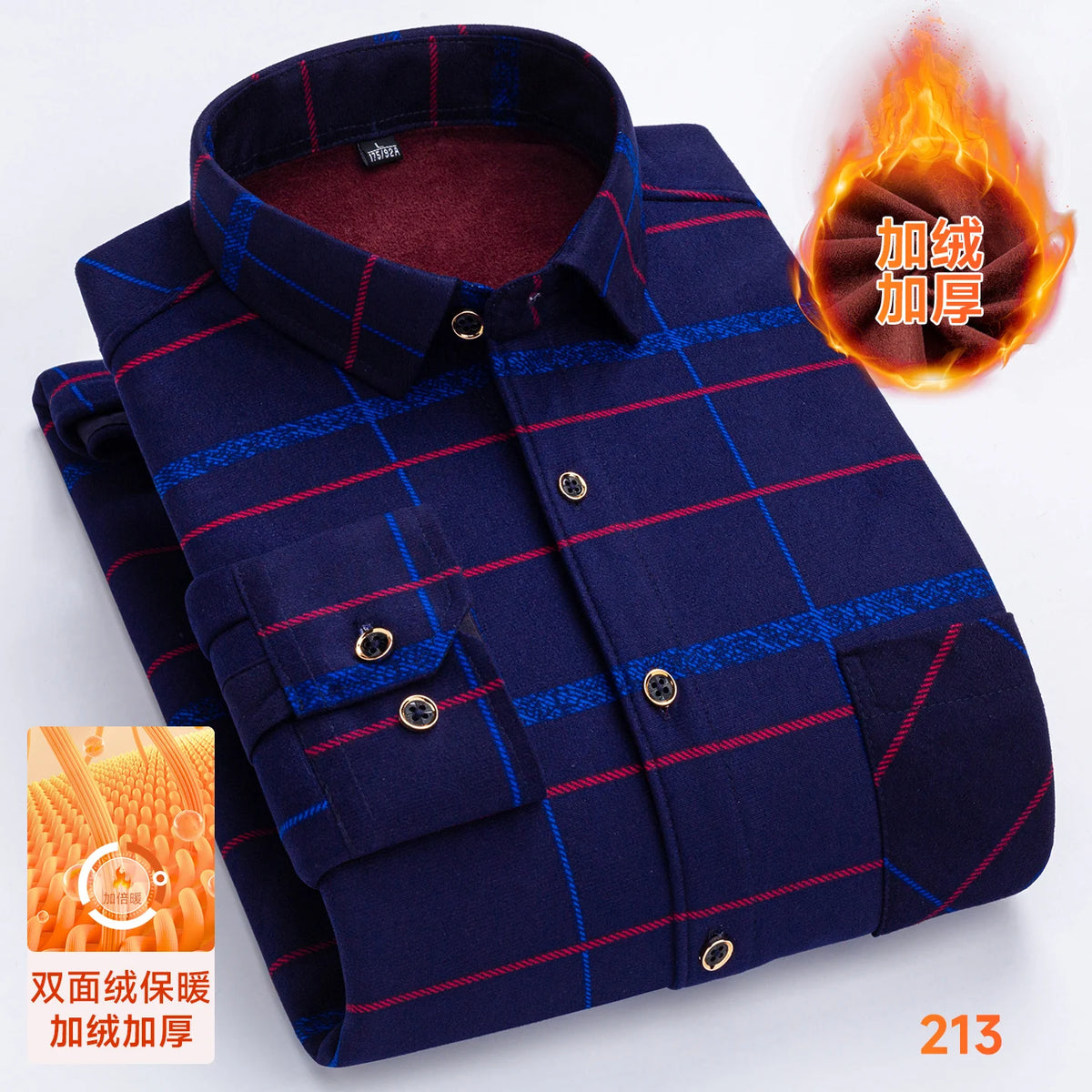 2025 Men's Winter Warm Shirts Long Sleeve Plaid Print Flower Autumn Thickened Fleece Street Trend Casual Dress Shirts 8XL 7XL
