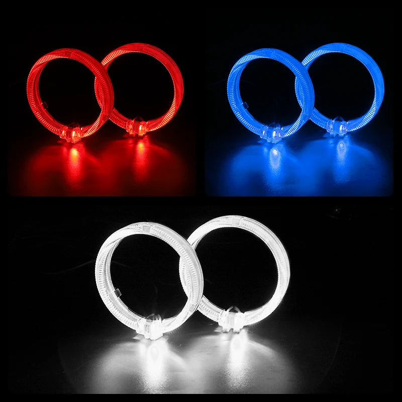 2.5 inch 80mm LED Angel Eyes Projector Shrouds WST Bi-xenon Bi-led Headlight Lenses Cover Mask Car Light Retrofit Accessories