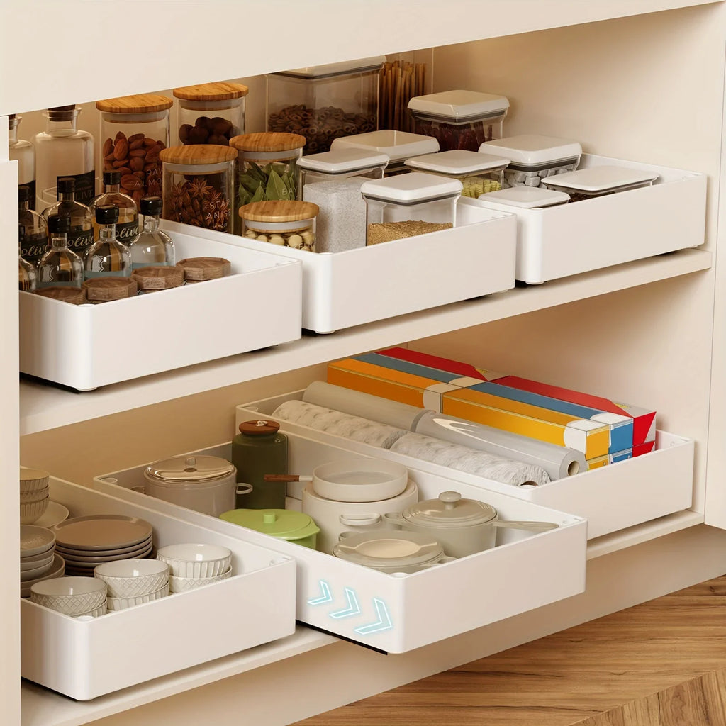 Cabinet Pull Out Organizer Slide Out Storage Rack with Slide Rail for Bowl Spice Utensils Storage Kitchen Bathroom Organization