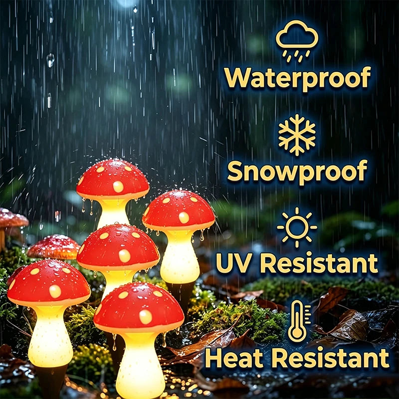Outdoor LED Mushroom Decor Courtyard Lights Solar Power Waterproof Solar Path Ground Lights for Villa Walk Street Lawn Decor