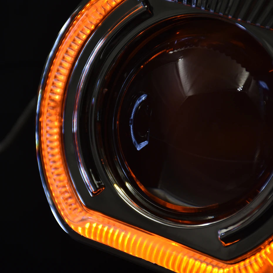 RONAN 2.5 inch LED Angel Eyes DRL Turn Signal Sliver Masks Shrods Covers Fitment 2.5 inch Projector Lens for Jetta BMS