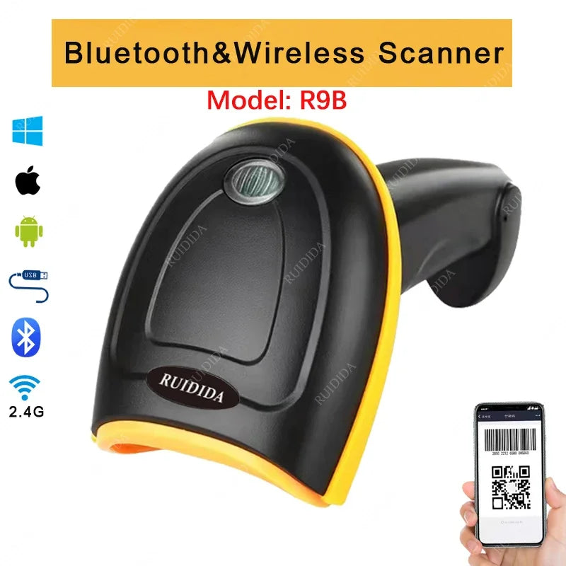 2D Wireless Barcode Scanner Bluetooth 2d Scanner Handheld QR Code Reader qr Wireless Bluetooth Scanner for Supermarket Store