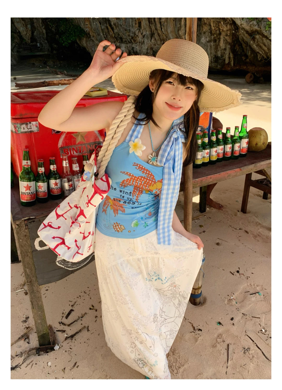 Erwofeina Hotsweet Blue Patchwork Plaid Halter Tops 2000s Clothes Y2k Sleeveless Camis Summer Tank Tops Beach Camisole Chic