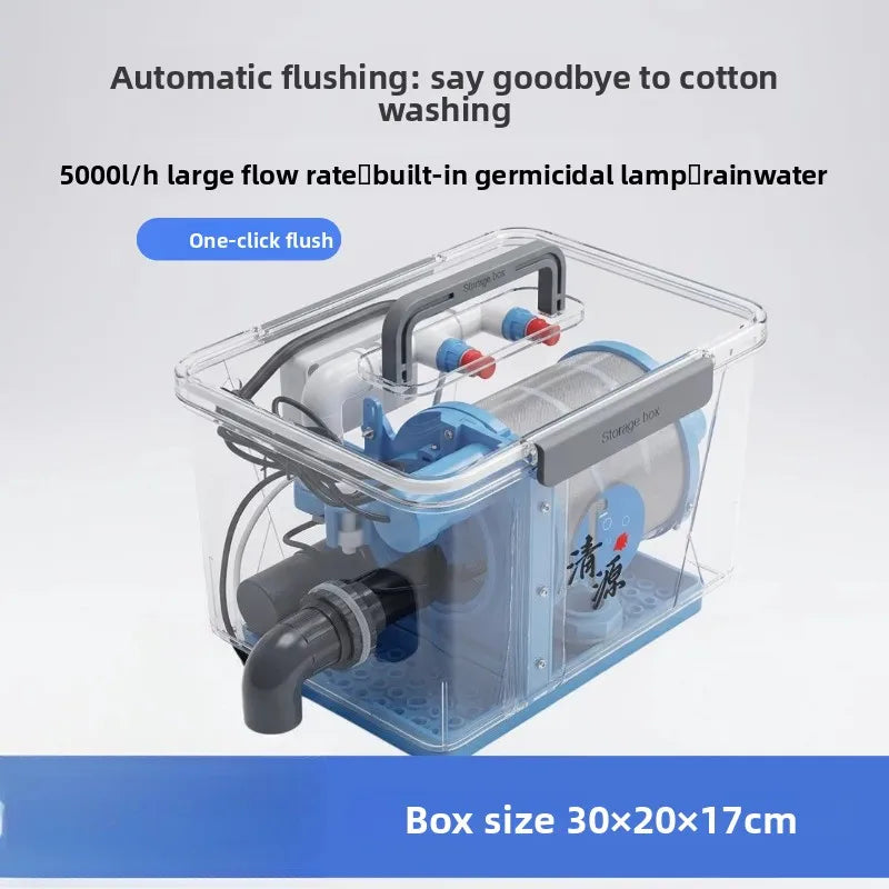W5-fully automatic backwash filter fish pond fish tank rotary drum microfiltration machine 200 mesh filter screen gray 5000l/h
