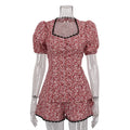 Sexy Slim Print 2 Piece Sets Women Outfit 2026 Summer Short Sleeve Shirt with High Waist Shorts Set Female Streetwear for Female