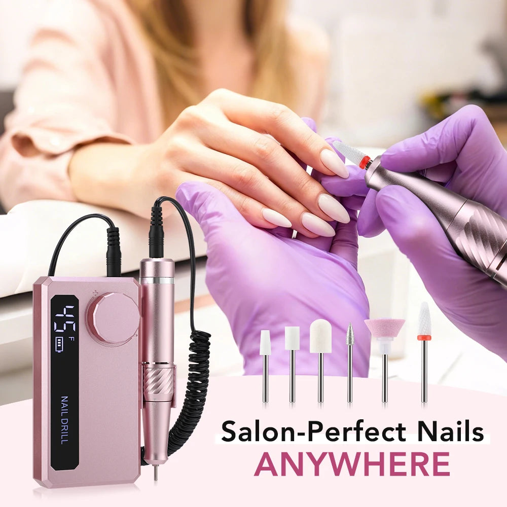 New 45000RPM Professional Electric Nail Drill Machine Low Noise Rechargeable Nail File Nails Accessories Gel Nail Polish Sander