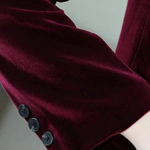Women's Double Breasted Velvet Suit, 2 Piece Business Meetings and Office wear, Wedding banquets, Dinners and Dances