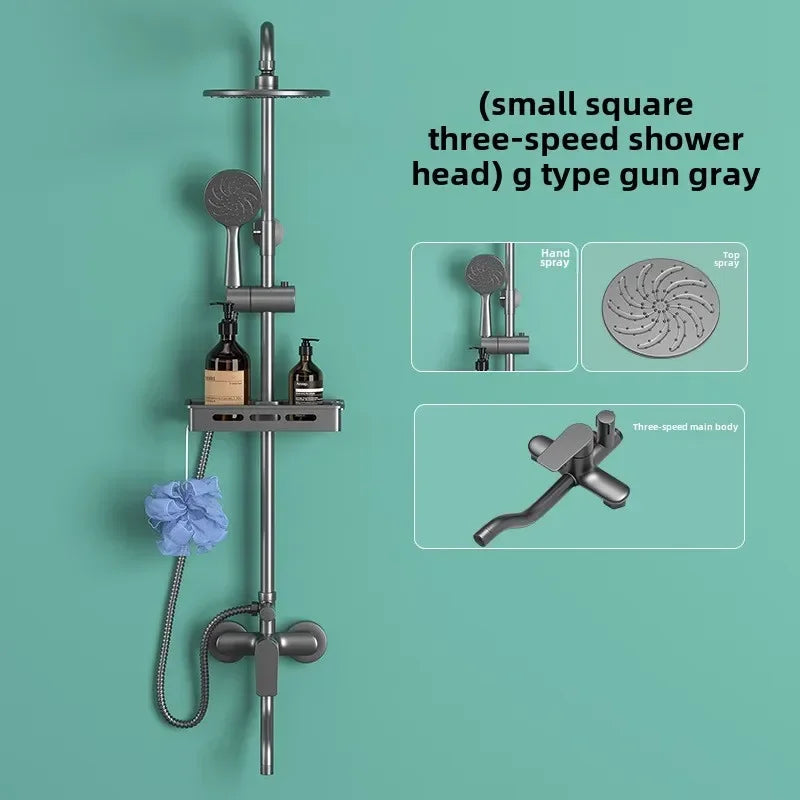 Hot and Cold Shower Head Set Bathroom Set Brushed Gold Shower System Toilet Shower Set, Household Bathroom Shower Douche