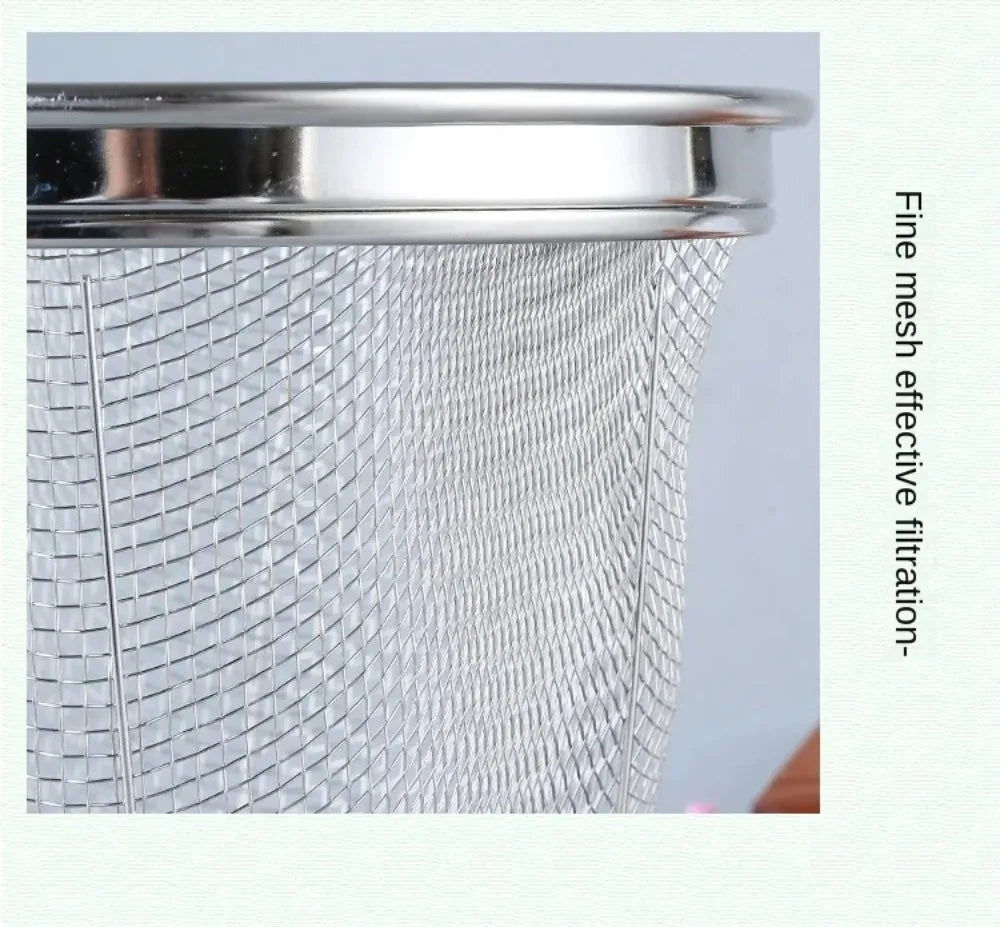Durable Thickened Stainless Steel Funnel Kitchen Gadgets Wooden Handle Pasta Basket Strainer Multifunctional Noodle Funnel