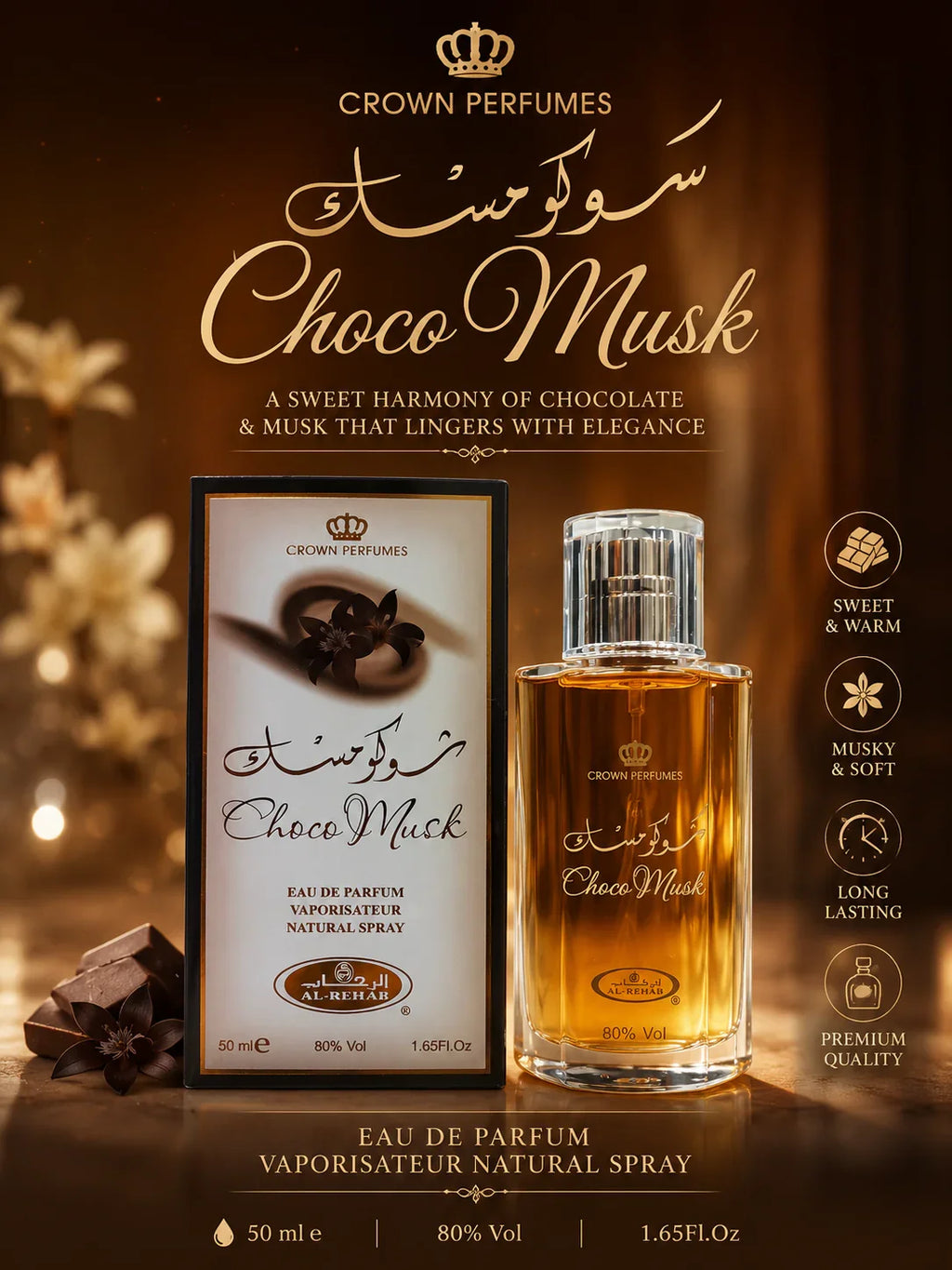 Choco Musk Eau De Parfum Spray for Women, 1.65 Oz/50 Ml