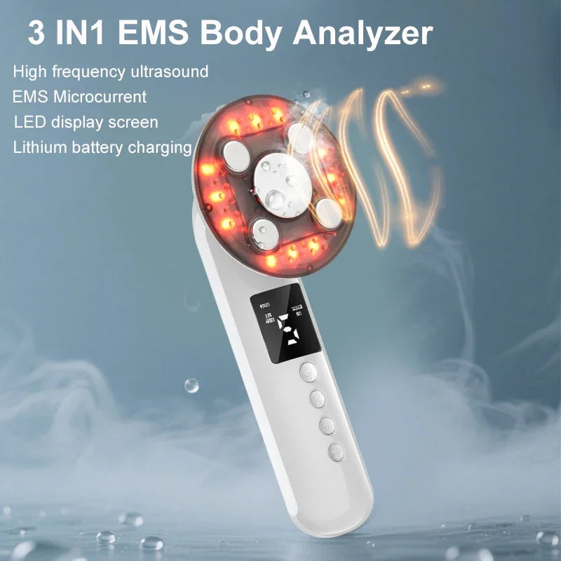 3 IN 1 EMS Ultrasound Machine Body Slimming Vibrating Massager Anti-Cellulite Fat Burner Facial RF Infrared EMS LED Light Device