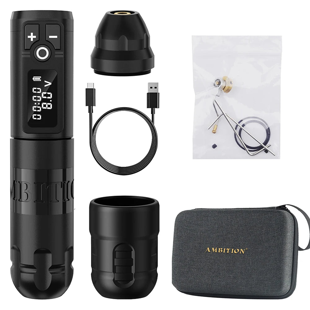 Ambition New Soldier Rotaty Battery Pen Wireless Tattoo Machine Portable Power Pack 2400mAh LED Digital Display For Body Art
