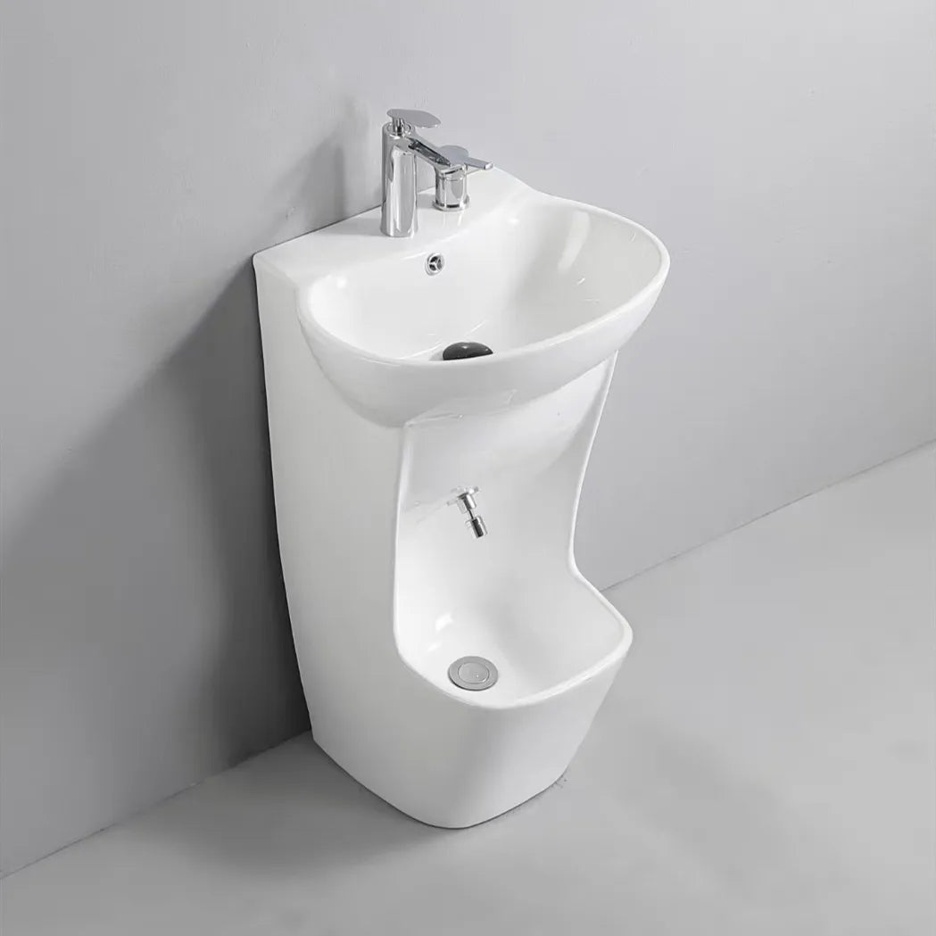 Bathroom Basins Foot Mounted Pedestal Sink White Ceramic Hand and Foot Wash Basin