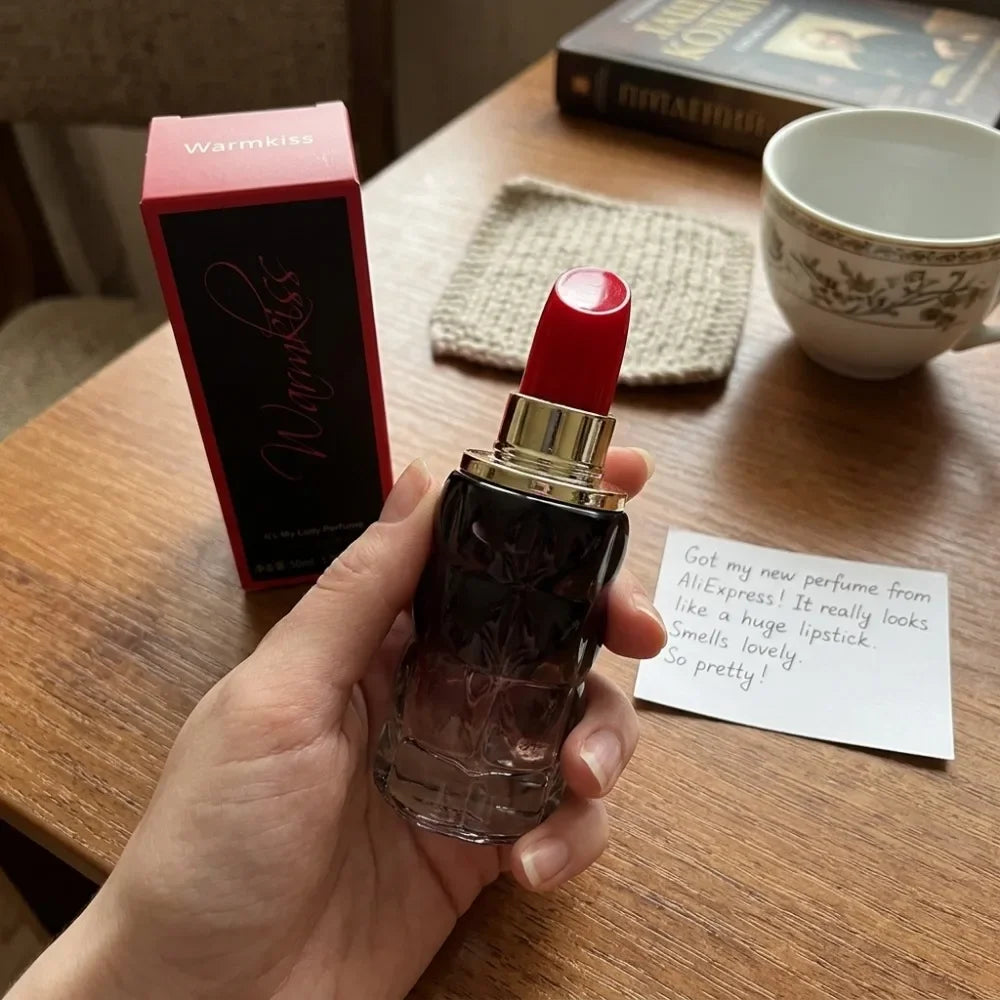 50ml It's My Lady Women Perfume Long Lasting Warm Woody Floral Light Scent Lipstick Cap Wavy Bottle Night Dating Party Fragrance