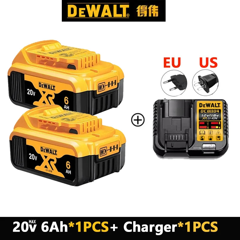 100% Original DeWalt Batteries 20V 5000/6000mAh Li Ion Battery For DCB206 DCB205 DCB204 DCB200 DeWalt Power Tools Air Transport