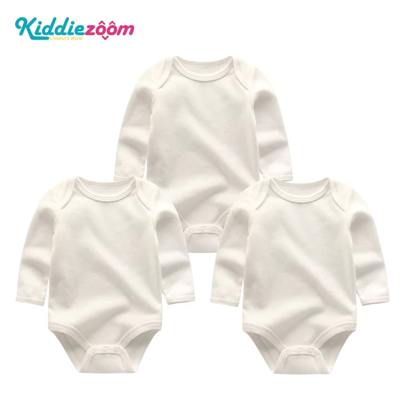 100% Cotton Jumpsuits 3Pieces Newborn Baby Boy Clothes Cartoon Bodysuit Print Long Sleeve Baby Girls Clothes 0-12M Spring Autumn