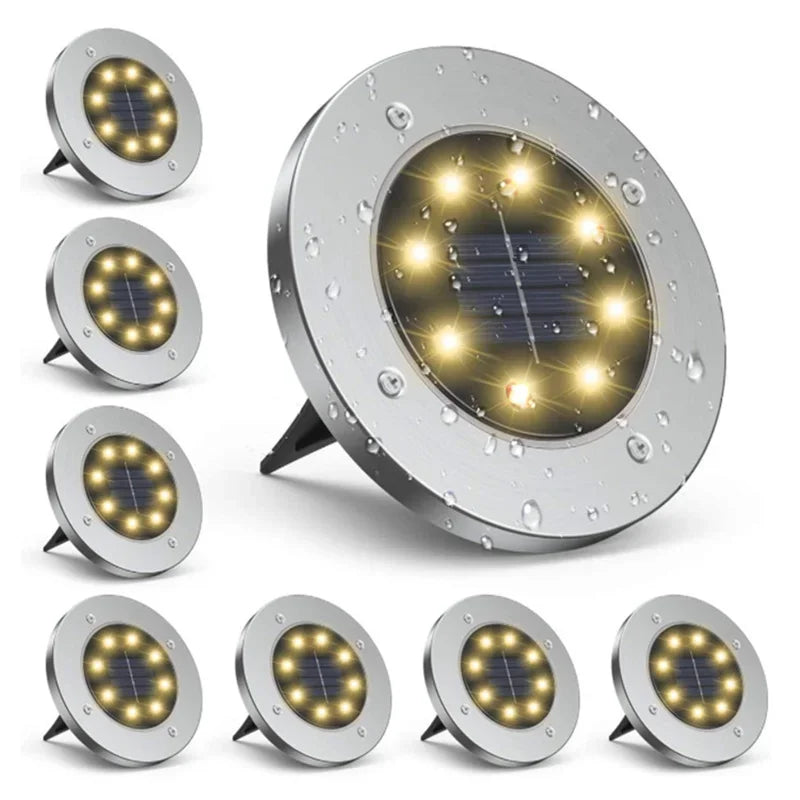 IP68 LED Outdoor Solar Power Ground Light Solar Path Deck Lights Underground Light Yard Driveway Lawn Garden Decor Lighting