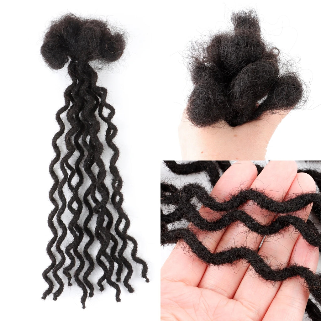 Curly Wave Human Hair Loc Extensions – Handmade Dreadlock Style