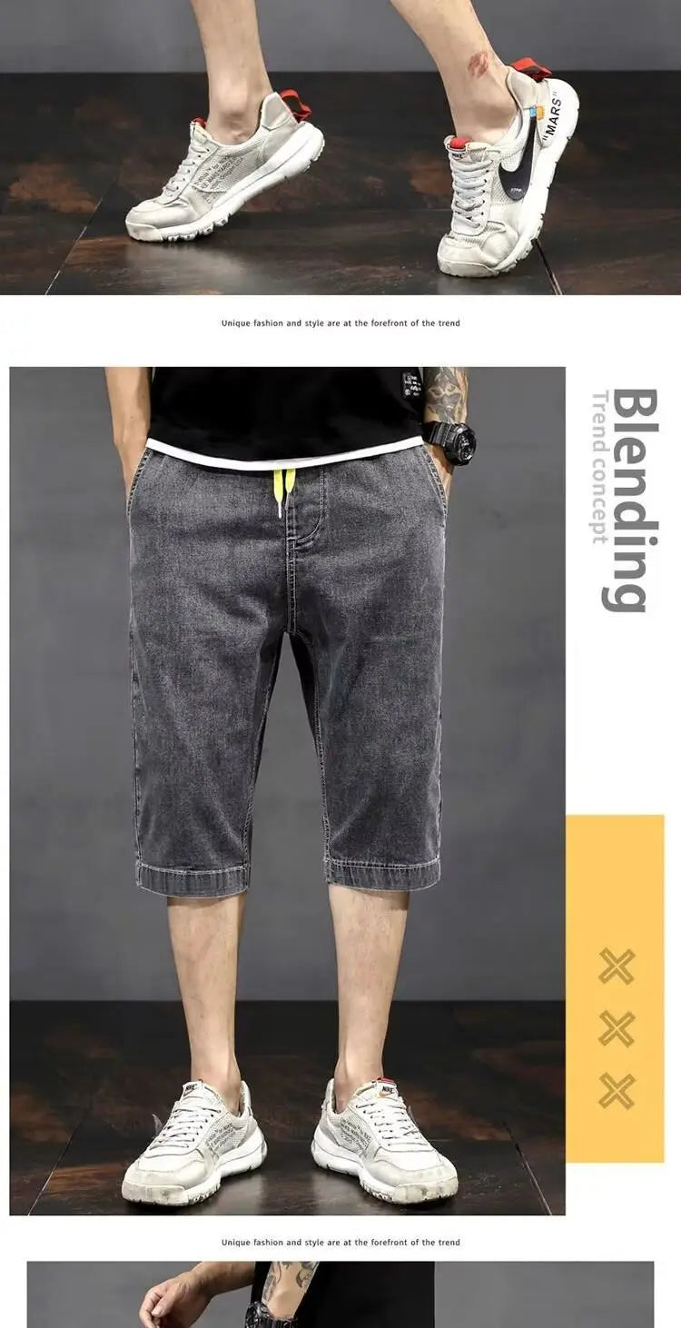 Denim Shorts Men's Summer Loose Thin Breathable Trendy Brand Workwear Handsome Casual Five-point Mid-size Pants