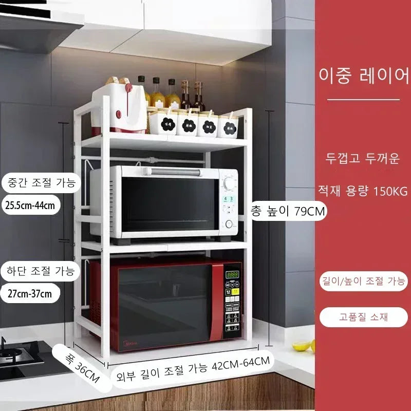 Kitchen Countertop 2Layer Microwave Oven Rack Shelf Seasoning Storage Holder Stand Household Kitchen Storage Organizer Furniture