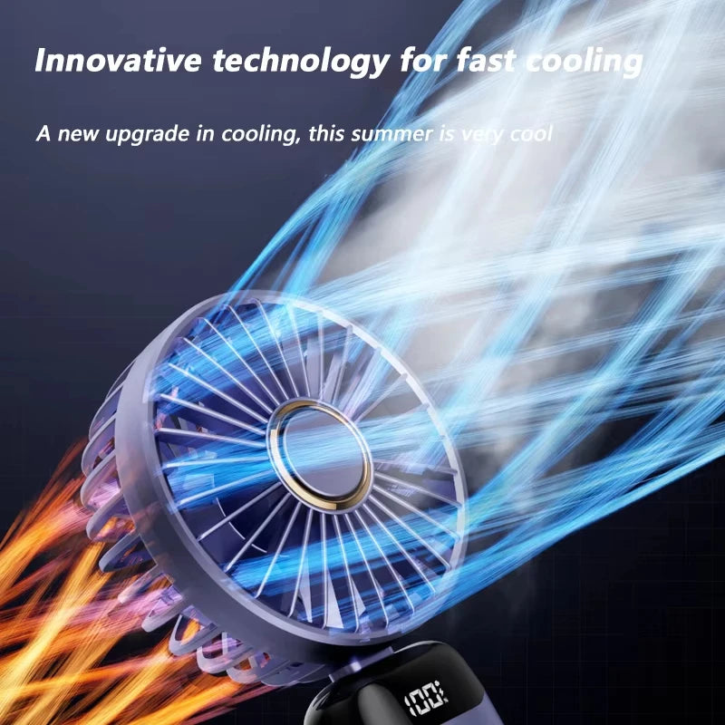 New Portable Hand-Held Fan Office Desktop Multifunctional Folding Double-Headed Small Electric Fan With A Neck Lanyard