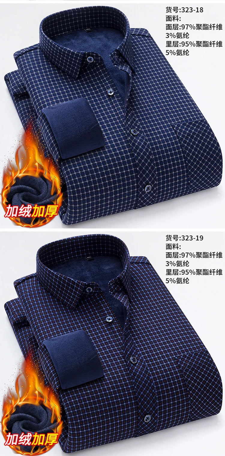 New Men's Autumn Winter Casual Long Sleeve Plaid Shirts Thick Warm Male Casual High Quality Soft Plus Size Business Check Shirts