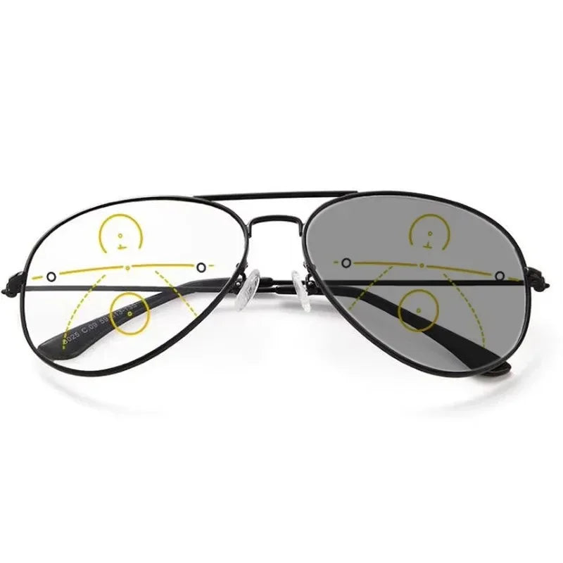 Unisex Fashion New Photochromic Multifocal Presbyopia Glasses Large Frame Ultralight Blue Light Blocking Reading Glasses TO +4.0