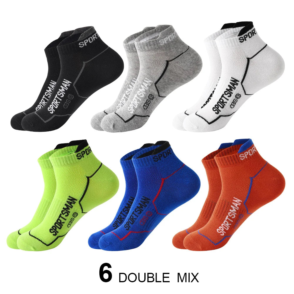 6 Pairs/Lot Spring Summer Men's Sports Running Socks Protective Ankle Socks Thin Breathable Deodorant Fitness Short Socks 38-44