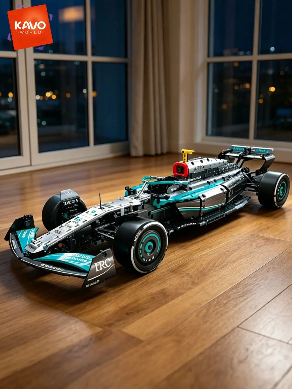 KAVOWORLD DIY Technical Champions Drift Racing Car Brick Model 1:8  Building Blocks Sports Car Puzzle Toys For Home Display Desktop Decor Interlocking Steering Mechanism Realistic Rear Wing Structure Birthday Christmas New Ye
