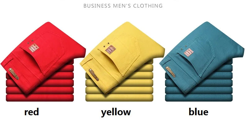 Men's Classic Denim Pants 2022 New Fashion Casual Straight Stretch Slim Fit Jeans High Quality Cotton Colorful Brand Pants