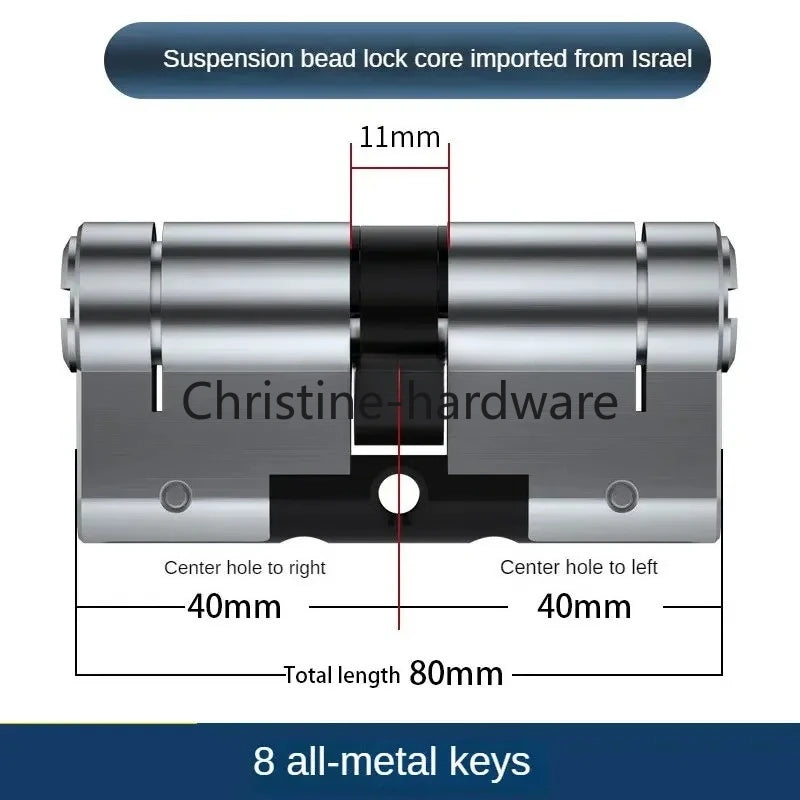 65-130MM High Quality European Standard Lock Cylinder,Super C-Level Anti-Theft Door Lock Cylinder,Household Copper Lock 8 Keys