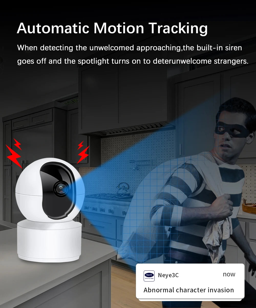 8MP 4K WiFi Security Indoor Camera 5X Digital Zoom Pan Tilt IP Camera Ai Automatic Tracking Night Vision Intercom Security