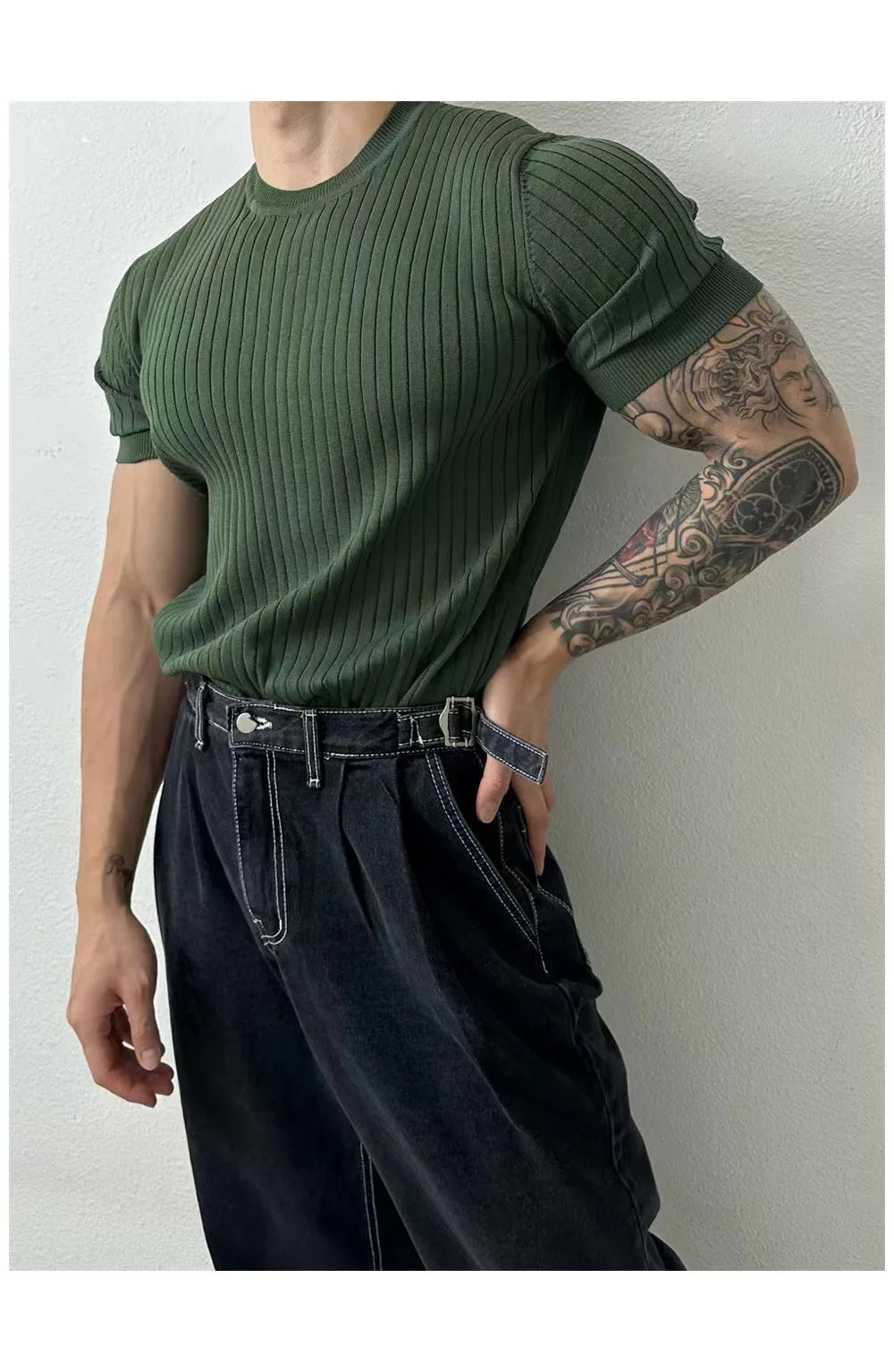Trendy Polo Shirt for Men Summer Solid Color Top Versatile Knit Style Korean Short Sleeves Casual Fashion T-shirt