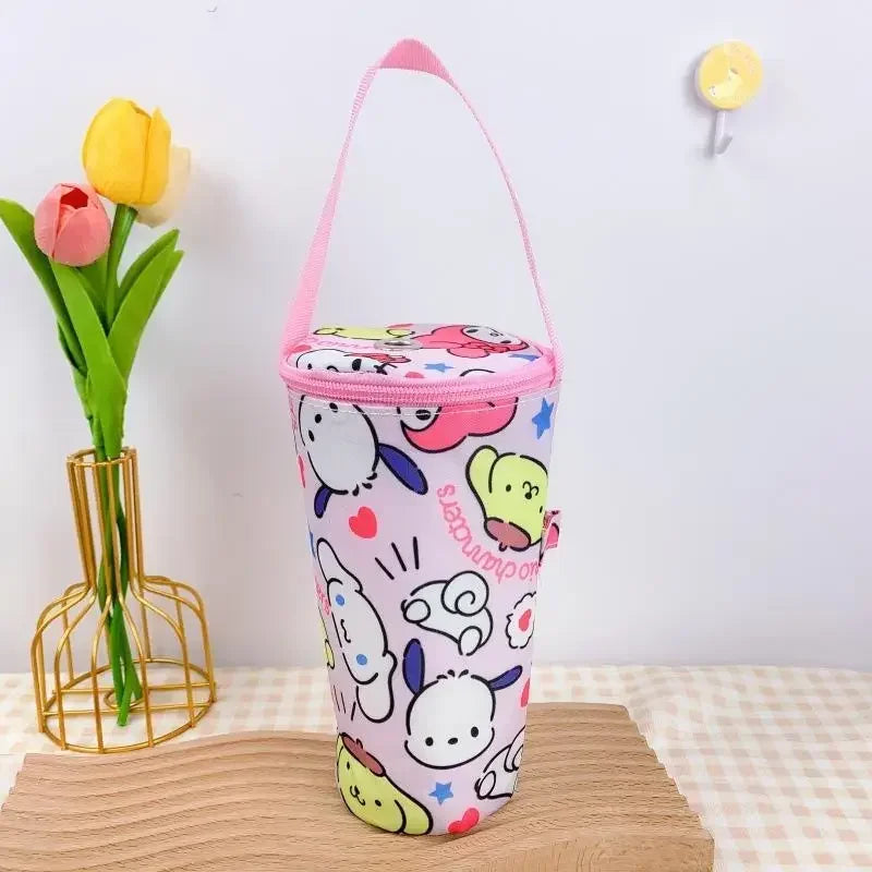 Sanrio Handheld Water Cup Bag Hello Kitty Cold Insulation Heat Preservation Portable Cartoon Water Bottle Pocket Kawaii Outdoors